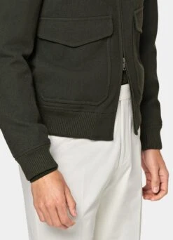 Dark Green Bomber Jacket -Cheap US Nice Clothes Store J975 103