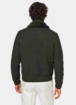 Dark Green Bomber Jacket -Cheap US Nice Clothes Store J975 105