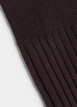 Brown Ribbed Knee High Socks