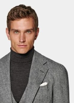 Mid Grey Herringbone Three-Piece Havana Suit