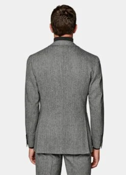 Mid Grey Herringbone Three-Piece Havana Suit -Cheap US Nice Clothes Store P6517 105