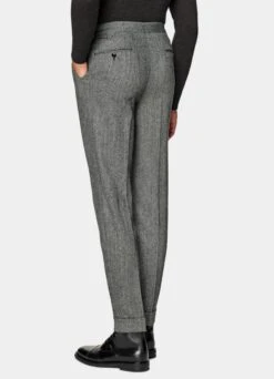 Mid Grey Herringbone Three-Piece Havana Suit -Cheap US Nice Clothes Store P6517 109