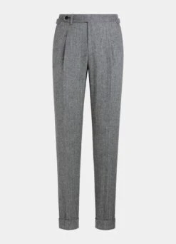 Mid Grey Herringbone Three-Piece Havana Suit -Cheap US Nice Clothes Store P6517 28