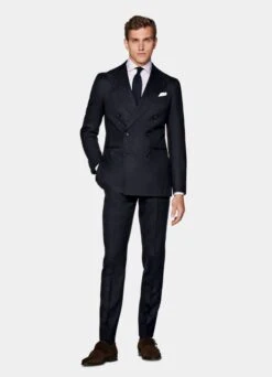 Navy Herringbone Havana Suit -Cheap US Nice Clothes Store P6535 124