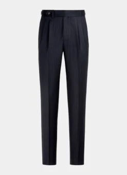 Navy Herringbone Havana Suit -Cheap US Nice Clothes Store P6535 28