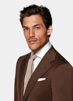 Dark Brown Herringbone Havana Suit