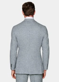 Light Blue Houndstooth Three-Piece Havana Suit -Cheap US Nice Clothes Store P6559 104