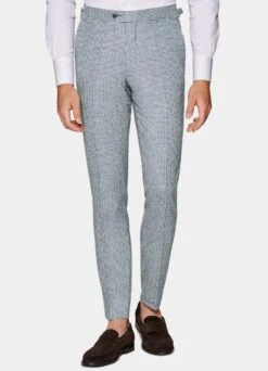 Light Blue Houndstooth Three-Piece Havana Suit -Cheap US Nice Clothes Store P6559 105