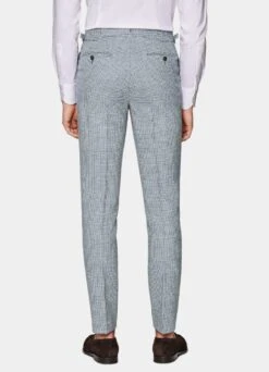 Light Blue Houndstooth Three-Piece Havana Suit -Cheap US Nice Clothes Store P6559 107