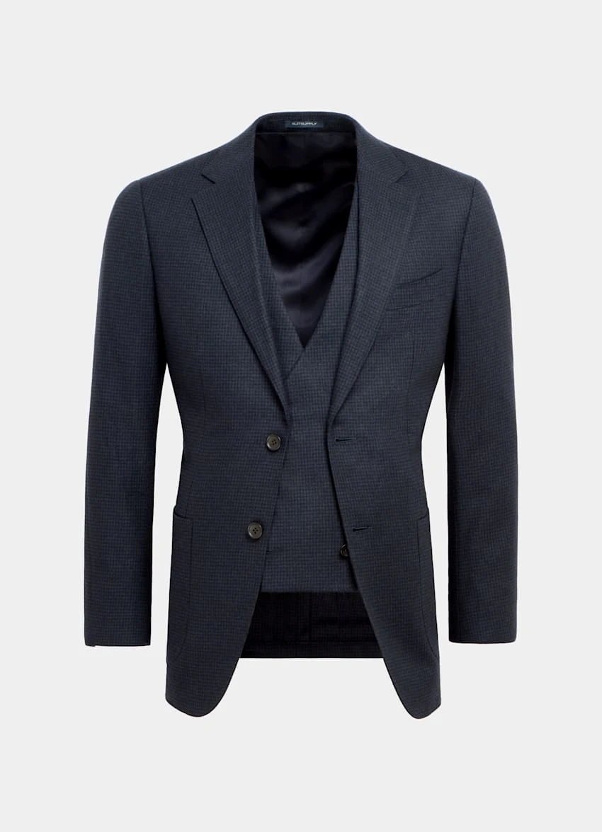 Navy Houndstooth Three-Piece Havana Suit 12 Navy Houndstooth Three-Piece Havana Suit - Image 12