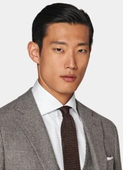 Taupe Houndstooth Three-Piece Havana Suit