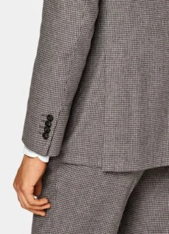 Taupe Houndstooth Three-Piece Havana Suit -Cheap US Nice Clothes Store P6579 103