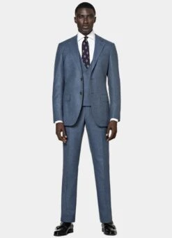 Mid Blue Three-Piece Lazio Suit -Cheap US Nice Clothes Store P6586 104