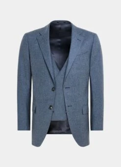 Mid Blue Three-Piece Lazio Suit -Cheap US Nice Clothes Store P6586 25