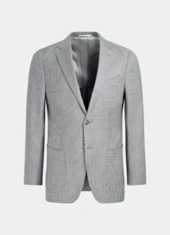 Light Grey Houndstooth Three-Piece Havana Suit -Cheap US Nice Clothes Store P6626 S 25