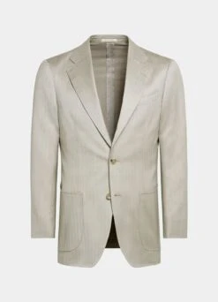 Sand Herringbone Havana Suit -Cheap US Nice Clothes Store P6650 25