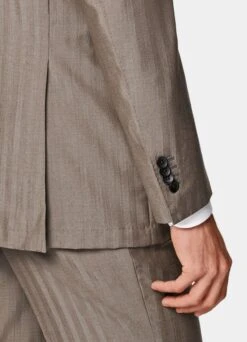 Taupe Herringbone Perennial Havana Suit -Cheap US Nice Clothes Store P6651 103