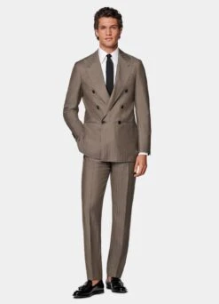 Taupe Herringbone Perennial Havana Suit -Cheap US Nice Clothes Store P6651 104