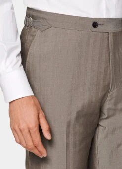 Taupe Herringbone Perennial Havana Suit -Cheap US Nice Clothes Store P6651 107