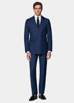 Mid Blue Herringbone Perennial Havana Suit -Cheap US Nice Clothes Store P6652 104