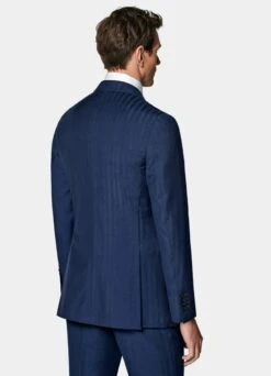 Mid Blue Herringbone Perennial Havana Suit -Cheap US Nice Clothes Store P6652 105