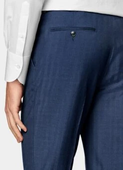 Mid Blue Herringbone Perennial Havana Suit -Cheap US Nice Clothes Store P6652 109