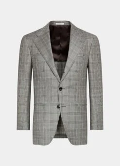 Mid Grey Checked Roma Suit -Cheap US Nice Clothes Store P6724 25