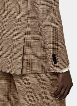 Mid Brown Checked Havana Suit -Cheap US Nice Clothes Store P6727 103