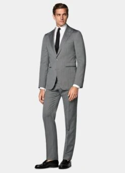 Mid Grey Herringbone Havana Suit -Cheap US Nice Clothes Store P7630 104