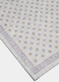 Grey Flower Pocket Square