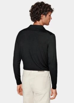 Black Long Sleeve Polo Shirt -Cheap US Nice Clothes Store SW1333 105