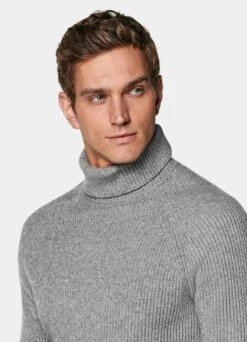 Grey Ribbed Turtleneck