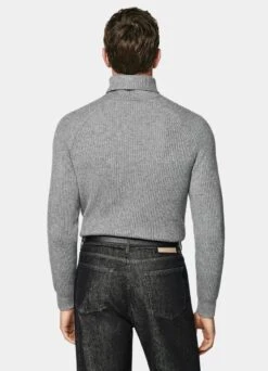 Grey Ribbed Turtleneck -Cheap US Nice Clothes Store SW1517 105