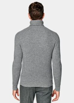 Grey Ribbed Turtleneck -Cheap US Nice Clothes Store SW1517 106