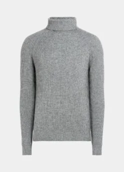 Grey Ribbed Turtleneck -Cheap US Nice Clothes Store SW1517 25