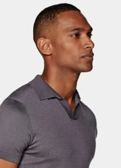 Purple Buttonless Polo Shirt