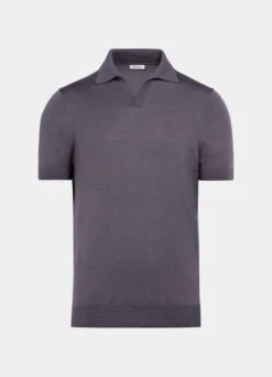 Purple Buttonless Polo Shirt -Cheap US Nice Clothes Store SW1528 25