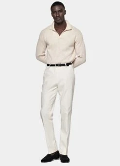 Light Brown Ribbed Long Sleeve Buttonless Polo Shirt -Cheap US Nice Clothes Store SW1530 104