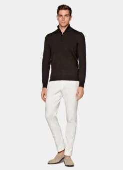 Dark Brown Half Zip -Cheap US Nice Clothes Store SW1540 124