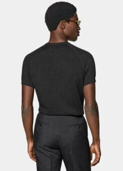 Dark Grey Short Sleeve Crewneck -Cheap US Nice Clothes Store SW1634 105