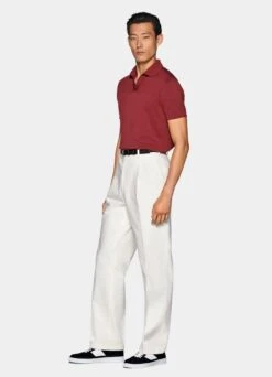 Red Buttonless Polo Shirt -Cheap US Nice Clothes Store SW1640 104