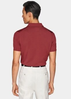 Red Buttonless Polo Shirt -Cheap US Nice Clothes Store SW1640 105