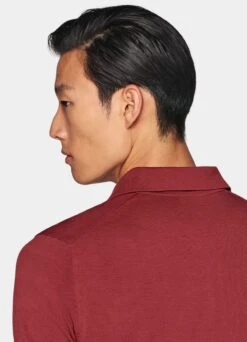 Red Buttonless Polo Shirt -Cheap US Nice Clothes Store SW1640 106