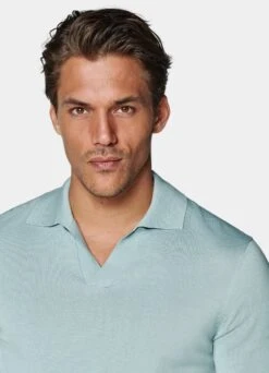 Mint Blue Buttonless Polo Shirt