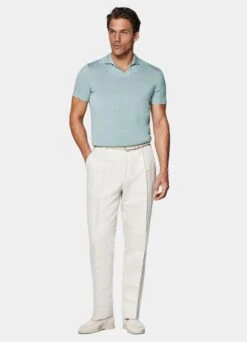 Mint Blue Buttonless Polo Shirt -Cheap US Nice Clothes Store SW1650 104