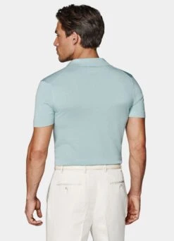 Mint Blue Buttonless Polo Shirt -Cheap US Nice Clothes Store SW1650 105