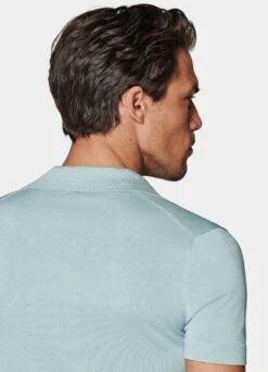 Mint Blue Buttonless Polo Shirt -Cheap US Nice Clothes Store SW1650 106