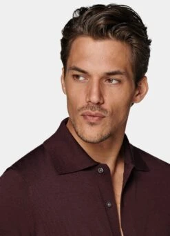 Burgundy Polo Cardigan