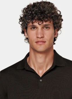 Dark Brown Long Sleeve Polo Shirt