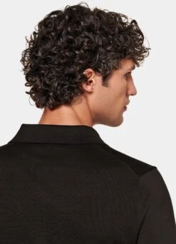 Dark Brown Long Sleeve Polo Shirt -Cheap US Nice Clothes Store SW1657 106